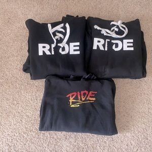 3 Men’s Medium Life Brand Ride hoodies 1 new with tag others gently used. $40OBO
